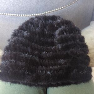 Elegant Black Rabbit Fur Women's Beanie